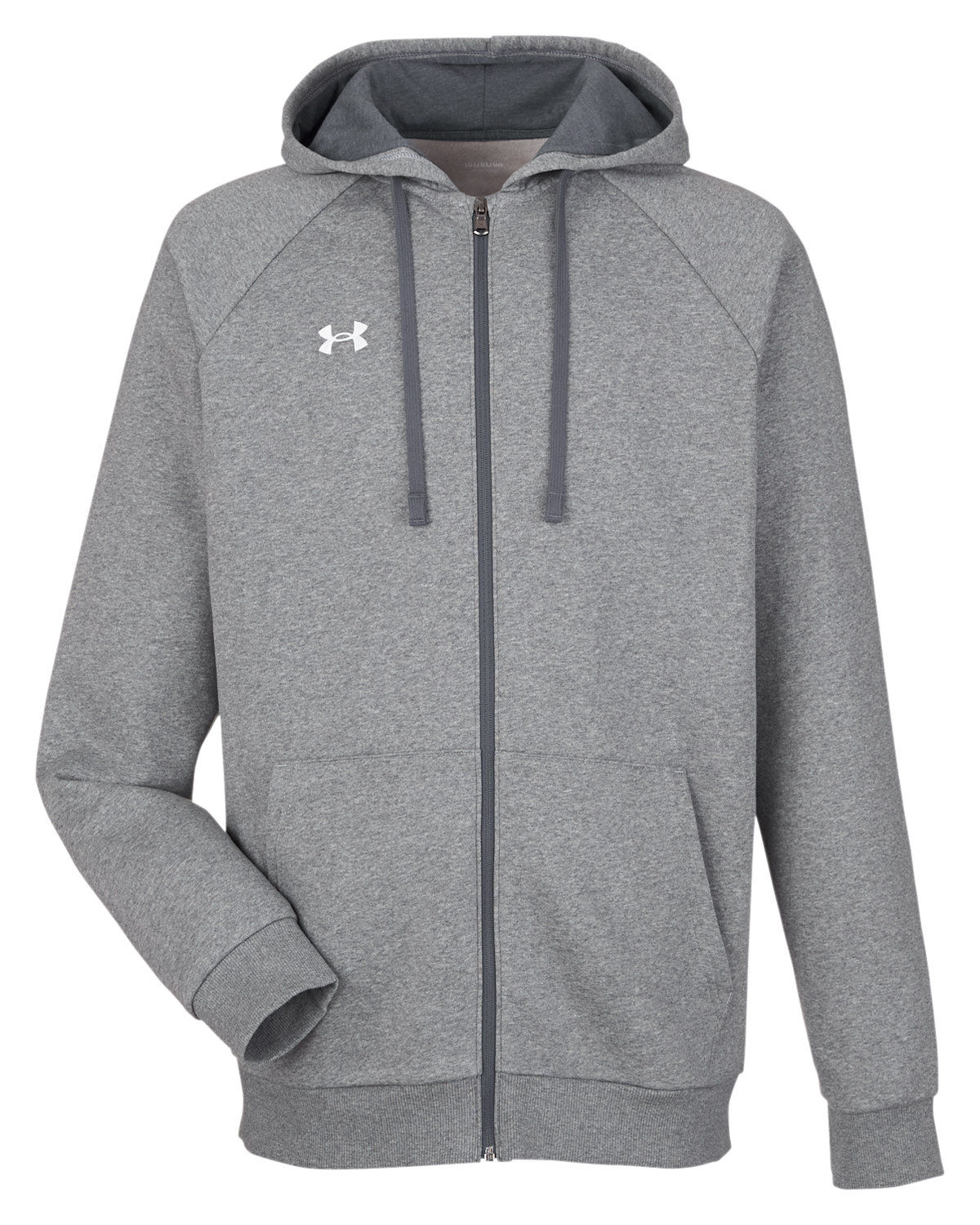 Under Armour Mens Rival Fleece Full Zip in Gray/White