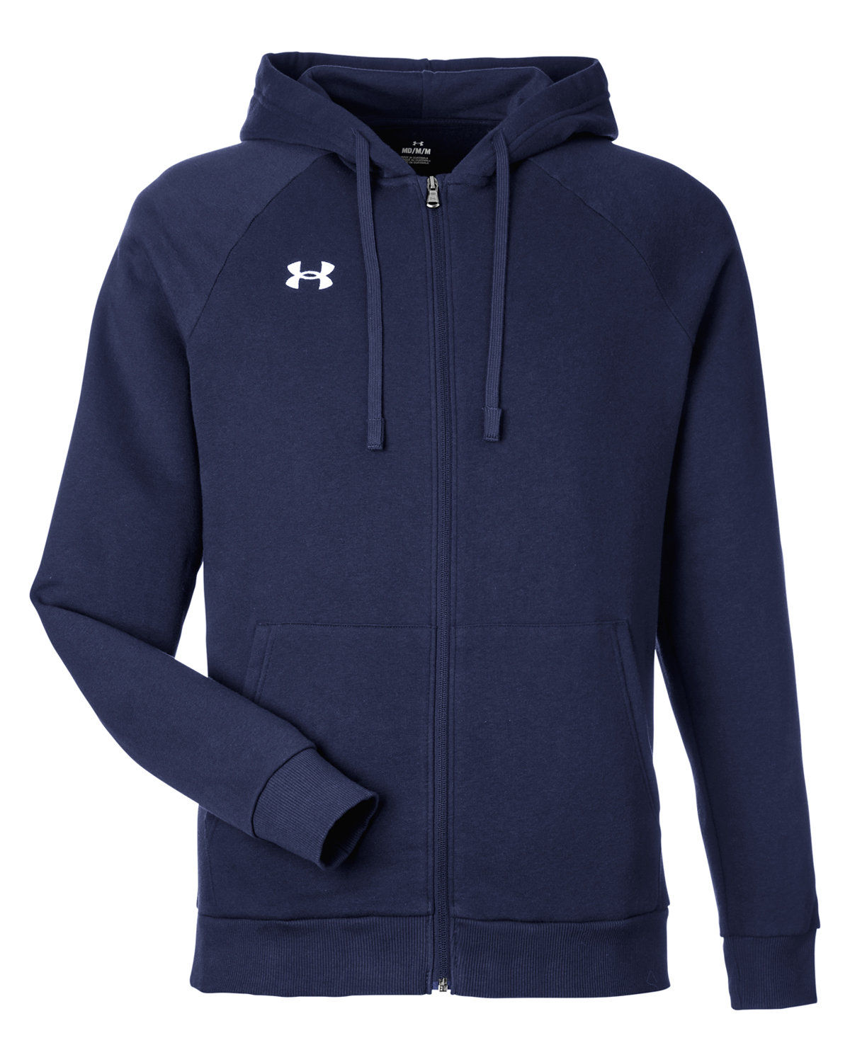 Under Armour Mens Rival Fleece Full Zip in Mid Navy/White