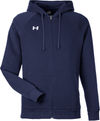 Am image of a Custom Under Armour Mens Rival Fleece Full Zip in Mid Navy/White!