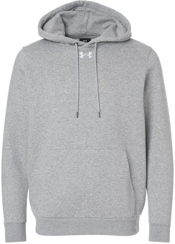 An image of a Custom Under Armour Mens Team Icon Fleece Hooded Sweatshirt in Mod Grey Light Heather/ White!