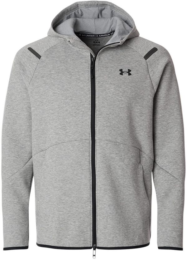 Am image of a Custom Under Armour Mens Unstoppable Fleece Full Zip in Mod Grey/Black!