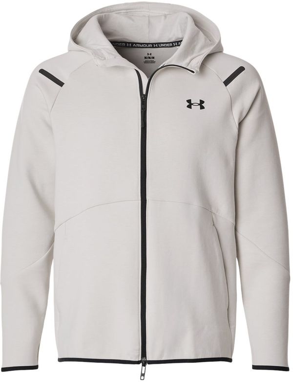 Am image of a Custom Under Armour Mens Unstoppable Fleece Full Zip in Summit White/Black!