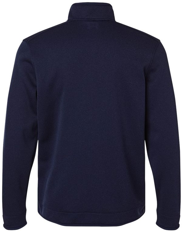 Am image of a Custom Under Armour Storm Sweater Fleece Quarter Zip Pullover in Midnight Navy/White!
