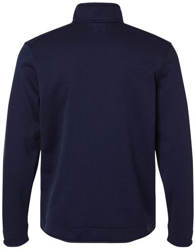 Am image of a Custom Under Armour Storm Sweater Fleece Quarter Zip Pullover in Midnight Navy/White!