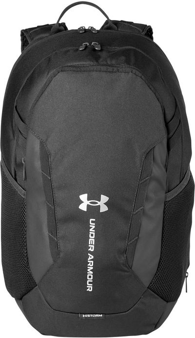 Am image of a Custom Under Armour Team Hustle Backpack in Black!