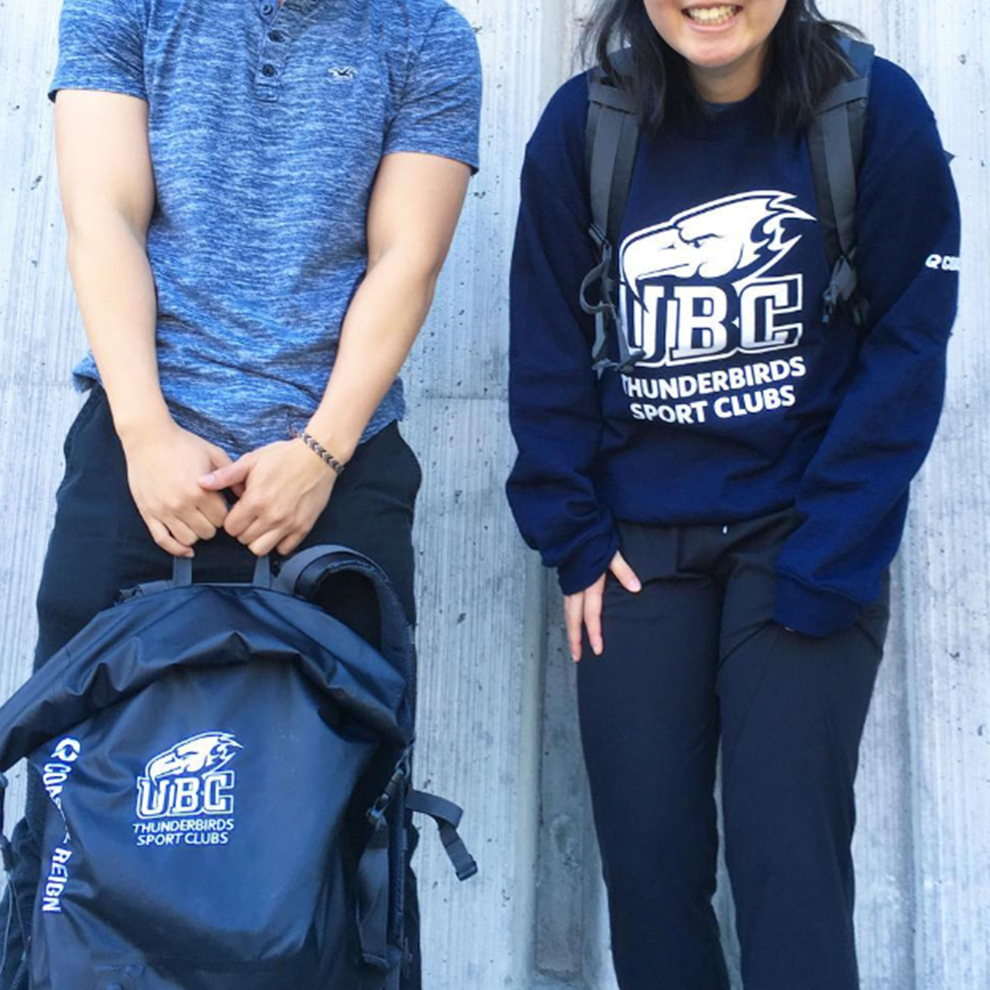 An image of a crewneck and backpack we printed for the UBC ultimate team.