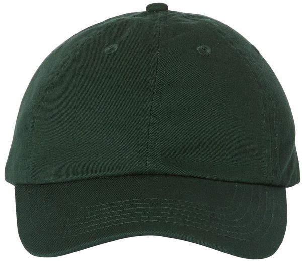 An image of a Custom Valucap Adult Bio Washed Classic Dad's Cap in Forest Green!