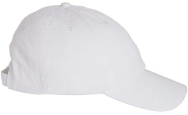 An image of a Custom Valucap Adult Bio Washed Classic Dad's Cap in White!