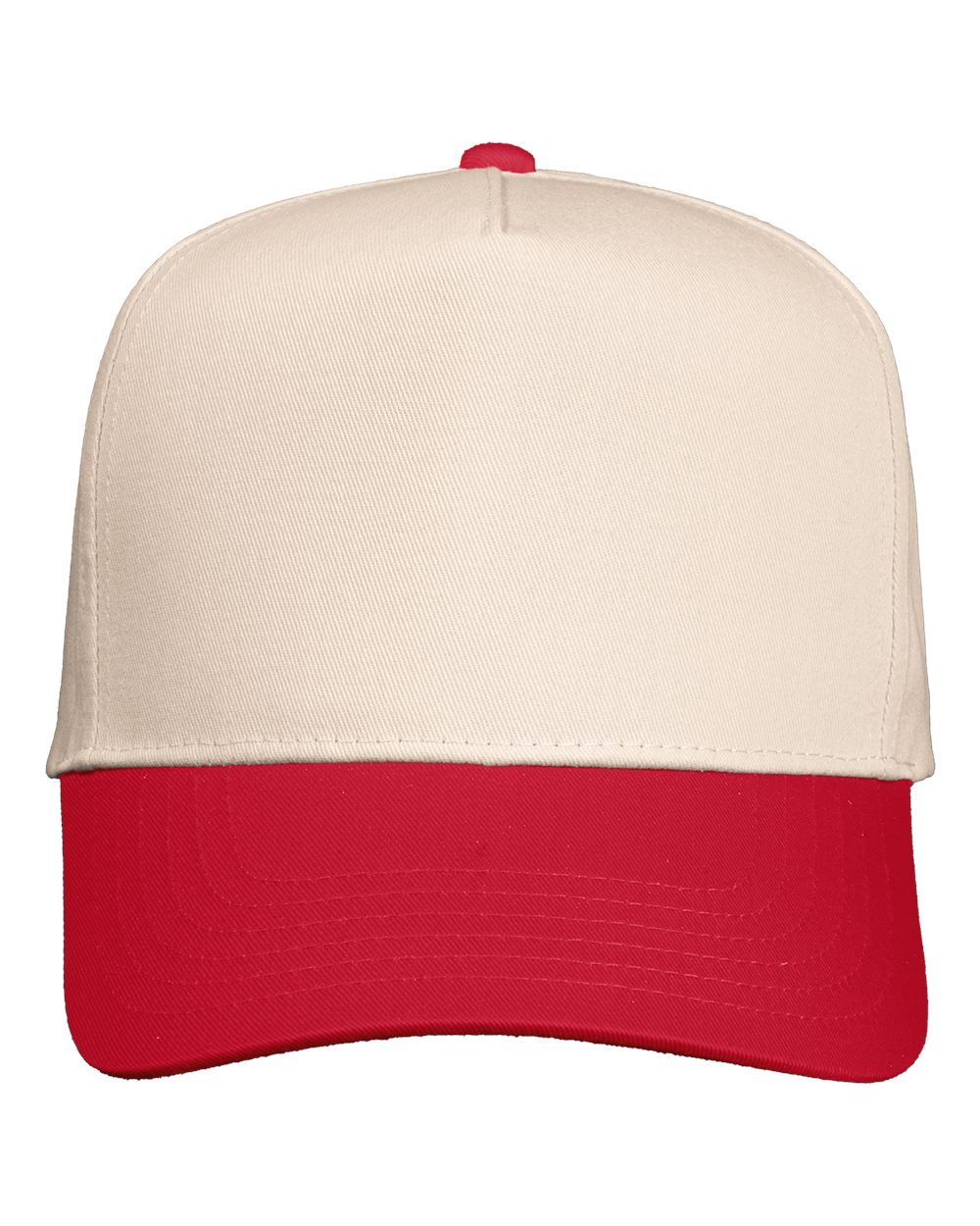 Valucap Five Panel Cap in Natural/Red