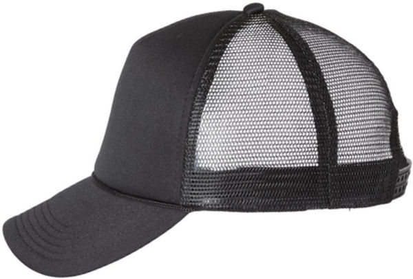 An image of a Custom Valucap Foam Mesh Back Trucker Cap in Black/black!