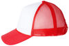 An image of a Custom Valucap Foam Mesh Back Trucker Cap in White/Red!