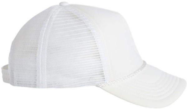 An image of a Custom Valucap Foam Mesh Back Trucker Cap in White/White!