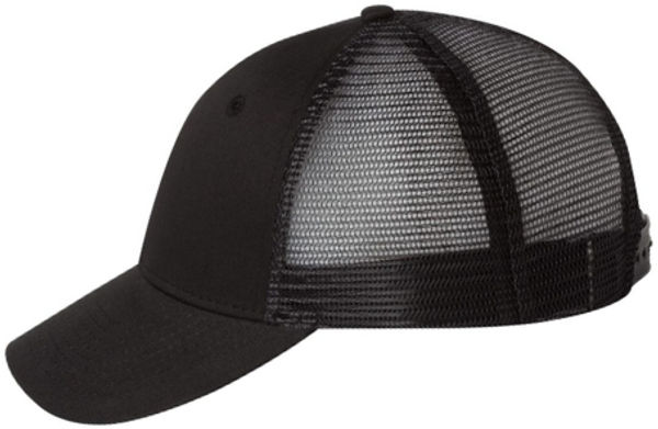 An image of a Custom Valucap Mesh Back Trucker Cap in Black!