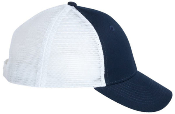 An image of a Custom Valucap Mesh Back Trucker Cap in Navy/White!