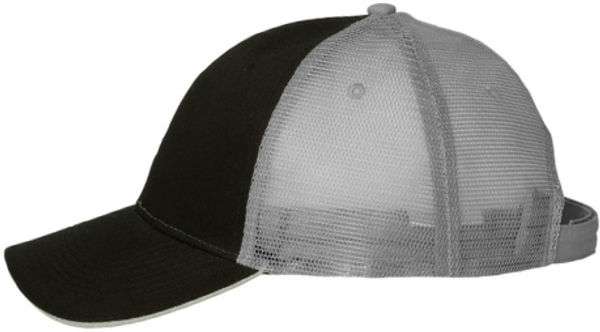 An image of a Custom Valucap Sandwich Trucker Cap in Black/Grey!