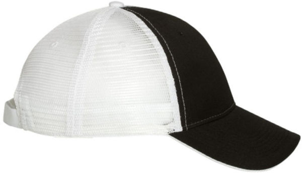 An image of a Custom Valucap Sandwich Trucker Cap in Black/White!