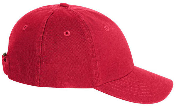 An image of a Custom Valucap Small Fit Bio Washed Dad's Cap in Red!