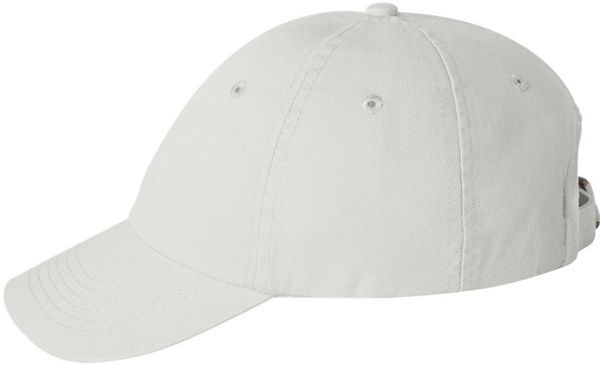 An image of a Custom Valucap Small Fit Bio Washed Dad's Cap in White!