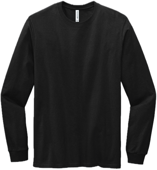 Am image of a Custom Volunteer Knitwear All American Long Sleeve Tee in Deep Black!