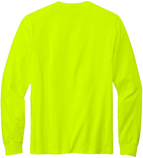 Am image of a Custom Volunteer Knitwear All American Long Sleeve Tee in Safety Green!