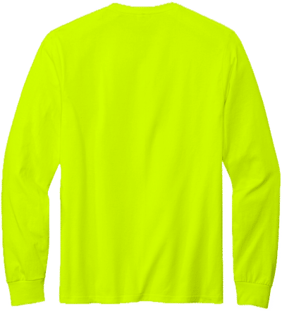 Am image of a Custom Volunteer Knitwear All American Long Sleeve Tee in Safety Green!
