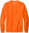 Am image of a Custom Volunteer Knitwear All American Long Sleeve Tee in Safety Orange!