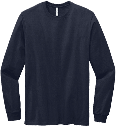 Am image of a Custom Volunteer Knitwear All American Long Sleeve Tee in Strong Navy!