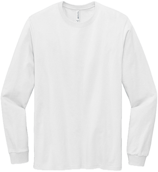 Am image of a Custom Volunteer Knitwear All American Long Sleeve Tee in White!