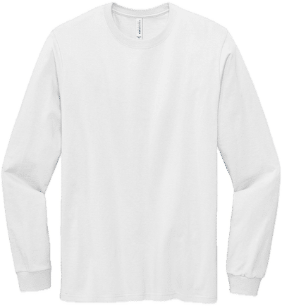 Am image of a Custom Volunteer Knitwear All American Long Sleeve Tee in White!
