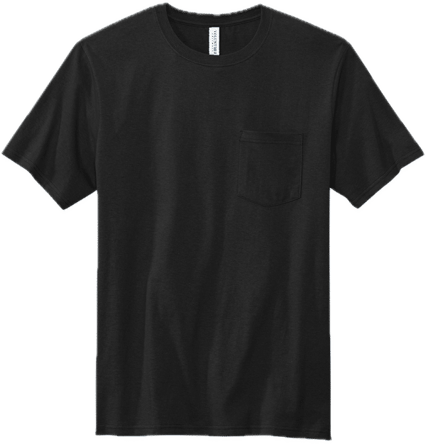 Am image of a Custom Volunteer Knitwear All American Pocket Tee in Deep Black!