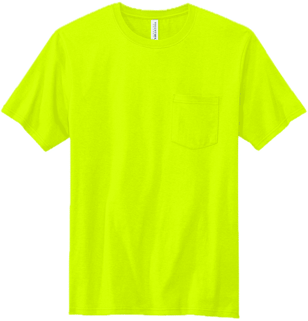Am image of a Custom Volunteer Knitwear All American Pocket Tee in Safety Green!
