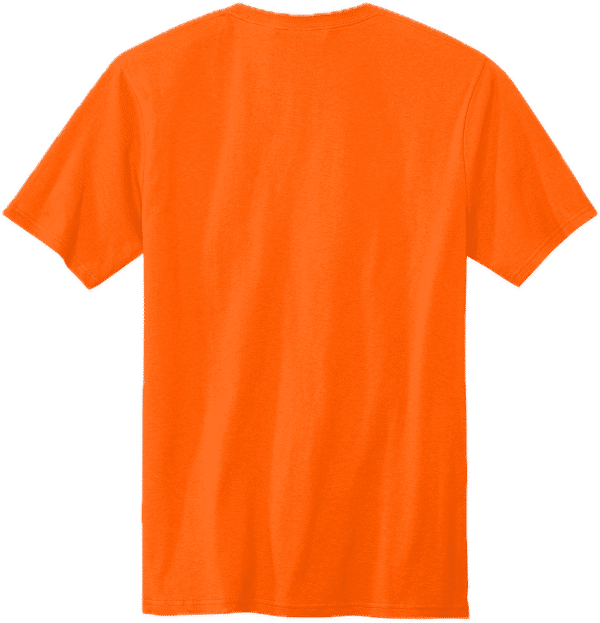 Am image of a Custom Volunteer Knitwear All American Pocket Tee in Safety Orange!