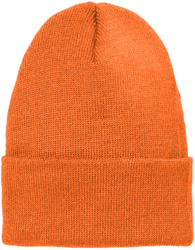 Am image of a Custom Volunteer Knitwear Chore Beanie in Neon Orange!