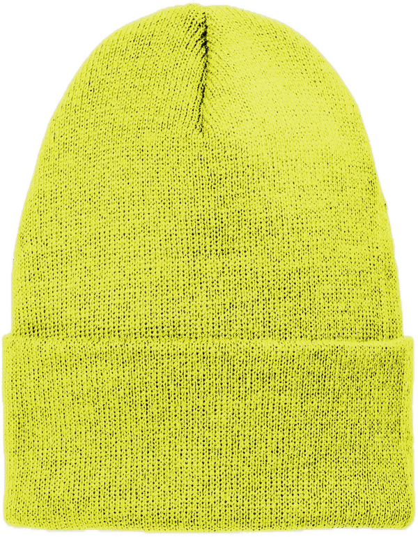 Am image of a Custom Volunteer Knitwear Chore Beanie in Neon Yellow!