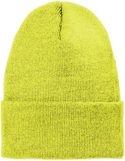 Am image of a Custom Volunteer Knitwear Chore Beanie in Neon Yellow!