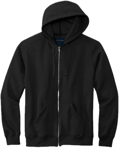 Am image of a Custom Volunteer Knitwear Chore Fleece Full Zip Hoodie in Deep Black!