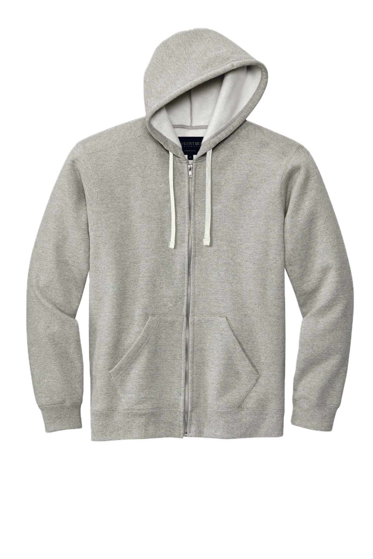 Volunteer Knitwear Chore Fleece Full Zip Hoodie in Heather Grey