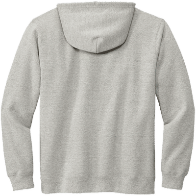 Am image of a Custom Volunteer Knitwear Chore Fleece Full Zip Hoodie in Heather Grey!