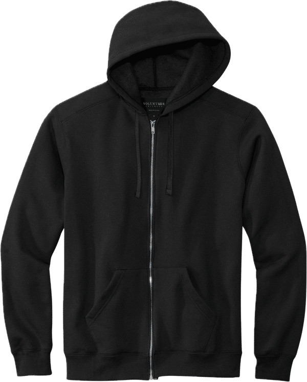 Am image of a Custom Volunteer Knitwear Chore Fleece Pullover Hoodie in Deep Black!