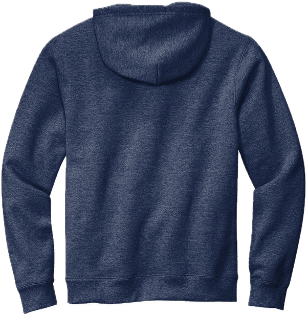 Am image of a Custom Volunteer Knitwear Chore Fleece Pullover Hoodie in Strong Navy Heather!