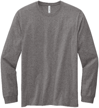 Am image of a Custom Volunteer Knitwear Chore Long Sleeve Tee in Dark Heather Grey!