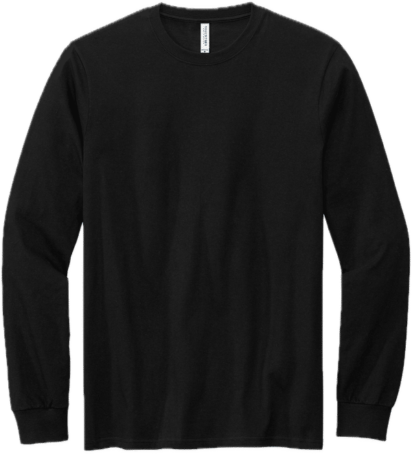Am image of a Custom Volunteer Knitwear Chore Long Sleeve Tee in Deep Black!