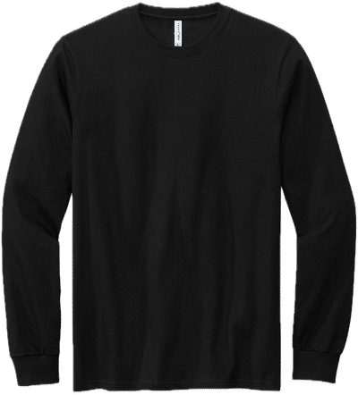 Am image of a Custom Volunteer Knitwear Chore Long Sleeve Tee in Deep Black!
