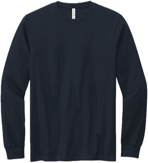 Am image of a Custom Volunteer Knitwear Chore Long Sleeve Tee in Strong Navy!