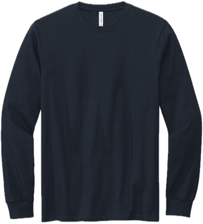 Am image of a Custom Volunteer Knitwear Chore Long Sleeve Tee in Strong Navy!