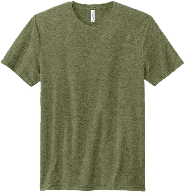 Am image of a Custom Volunteer Knitwear Tri Tee in Military Green Heather!