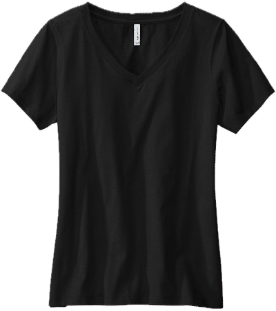 Am image of a Custom Volunteer Knitwear Womens Daily V Neck Tee in Deep Black!