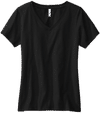 Am image of a Custom Volunteer Knitwear Womens Daily V Neck Tee in Deep Black!