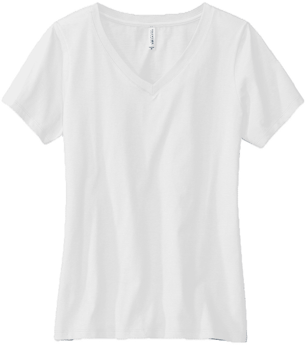 Am image of a Custom Volunteer Knitwear Womens Daily V Neck Tee in White!