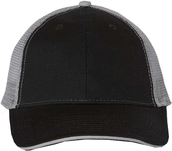 Am image of a Custom Valucap SandwichTrucker Cap in Black/Grey!